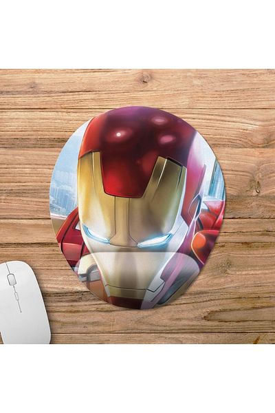 Pixxa نموذج لوحة الماوس Iron Man / Iron Man مع مسند للمعصم - 2 بيضاوي