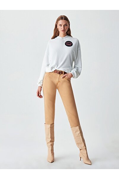 Ltb Hanorac alb cu slogan cu glugă