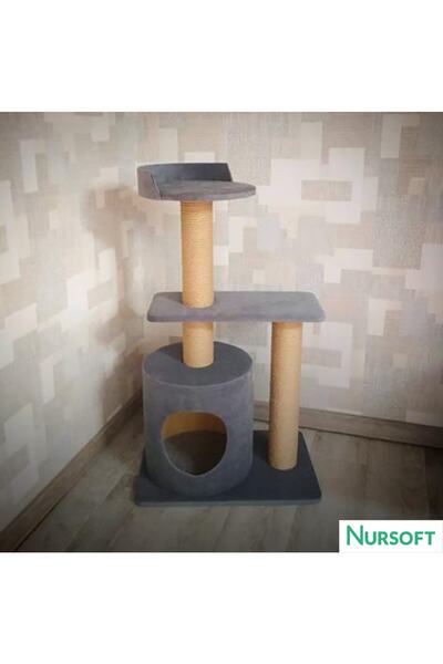 Nursoft Yuvarlak Yuvalı Tırmalamalı Kedi Evi Nr-0088