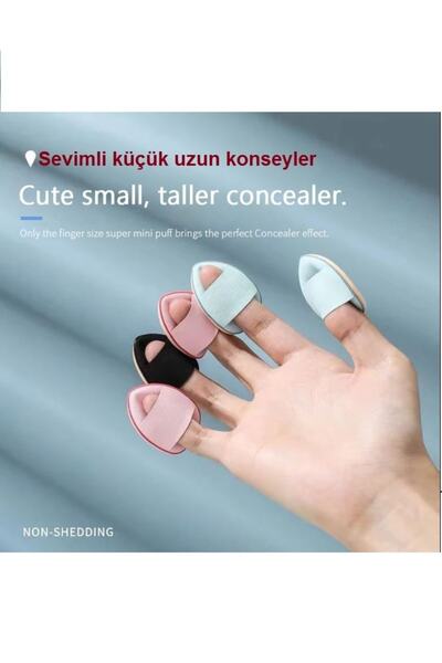 AXYA 3 Adet Mini Kozmetik Puf Parmak Yüz Makyaj Sünger Kuru Islak Bez Süngeri Göz Altı Kapatıcı Concealer