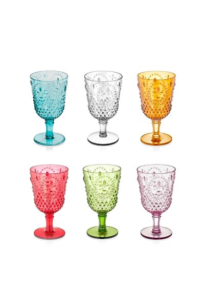 EW's Kitchenware Akrilik Renkli 6 Lı Ayaklı Bardak