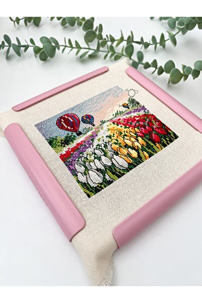 Hobianna Câlın Nakış Kasnağı 20 Cm X 20 Cm - Pembe Klips / Pratikasnak Plus Kasnak