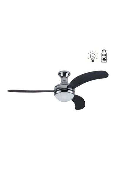 Kaşkar / Taflan Kaşkar Taflan D48045 60w 132cm Krom Ahşap Siyah 3 Kanatlı Lam...