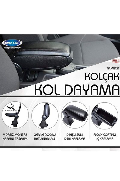 Omsa Hyundai I20 Black Armrest - Armrest Between 2014-2020