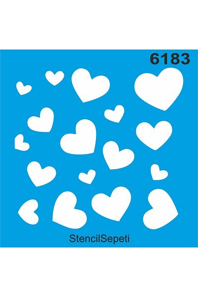 StencilSepeti Hearts Pattern - Stencil Painting Template 50x50cm - No Refund!