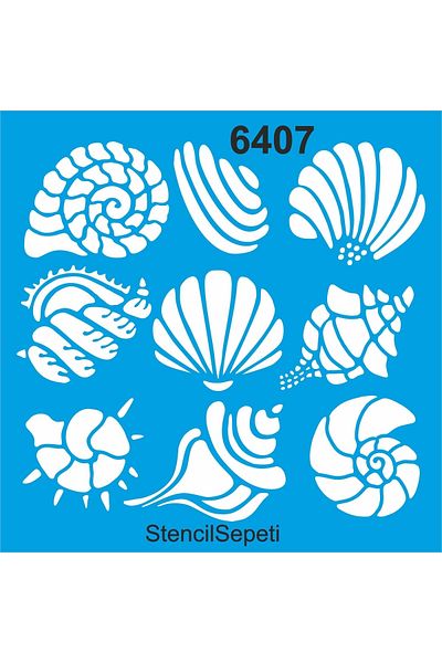 StencilSepeti Seashells - Stencil Painting Template 50x50cm - No Refund!