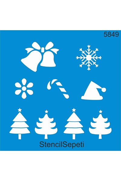 StencilSepeti Christmas Ornaments Pattern - Stencil Painting Template 50x50cm - No Refund!