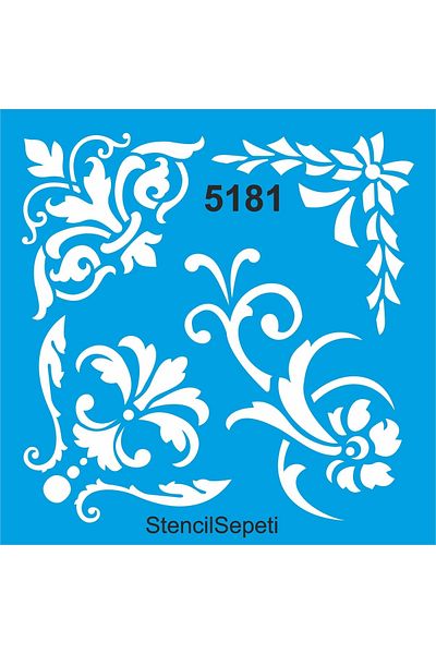 StencilSepeti Corner Patterns - Stencil Painting Template 50x50cm - No Refund!