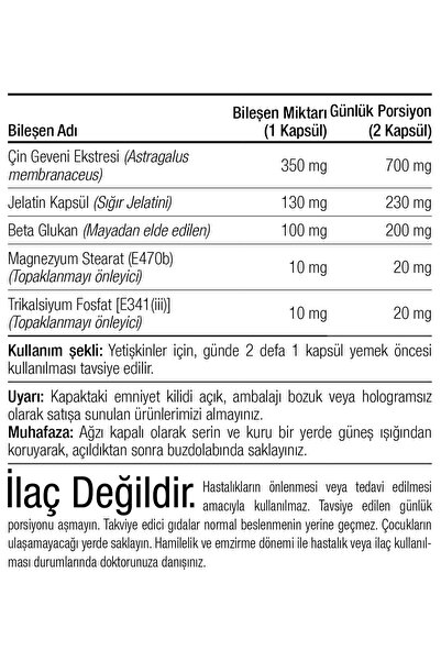 Canfeza Sezgin ASTRAGALUS 60 Kapsül - Çingeveni Ekstresi & Betaglukan Karışımı