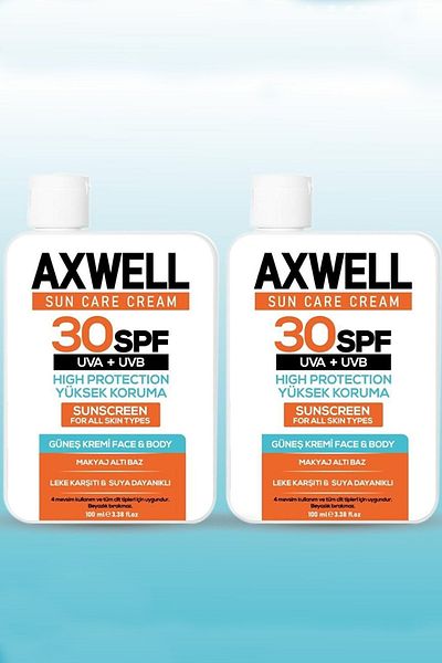 AXWELL High Protection Sun Care Cream - 30 SPF 100ml, 2-Piece Deal Set