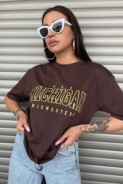 MODAGEN Μπλουζάκι με στάμπα Michigan Coffee Oversize