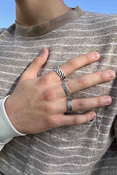 THE Gifts 3 Lü Zincir Sezar Tacı Desen Model Gümüş Kaplama Ayarlanabilir Yüzü...