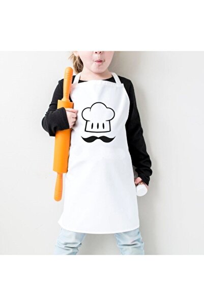 RAY TİCARET Beyaz Tek Parça Önlük Set Çocuk Şef Önlük Mutfak Önlük Aşçı Önlük