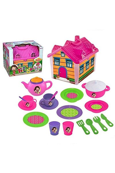 DEDE Toy Niloya House Tea Set 19 Piece Toy Tea Set with Bag