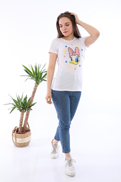 asur boutique Ženska bela Štampano Pamuk Pamučni džersej majica