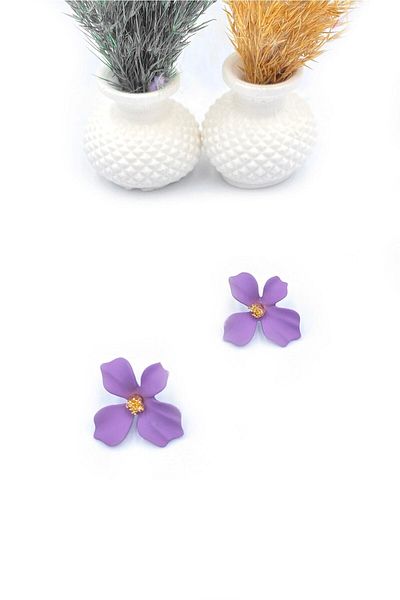 İLKYAZ Accessory Colorful Women's Earrings with Flower Motifs