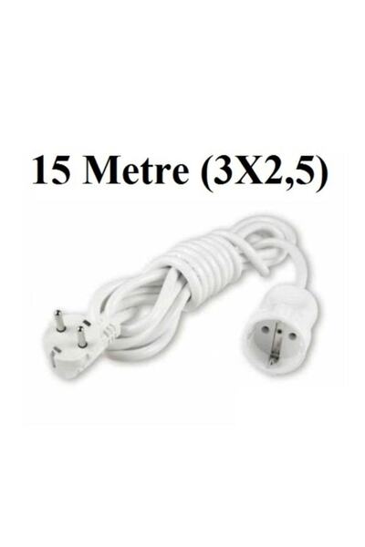 VİKO Topraklı Uzatma Seyyar Uzatma Kablosu 15 Metre Tekli Priz 3x2.5 Kablolu