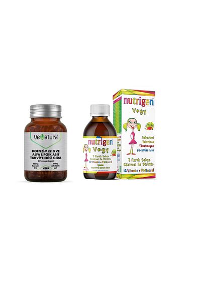 VeNatura Coenzyme Q10, Alpha Lipoic Acid 60 Capsules + Vegy Syrup for Children Who Don'T Consume Vegetables 200 ml