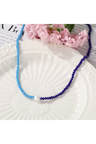 Atelier Çağla قلادة من الخرز باللؤلؤ الأزرق