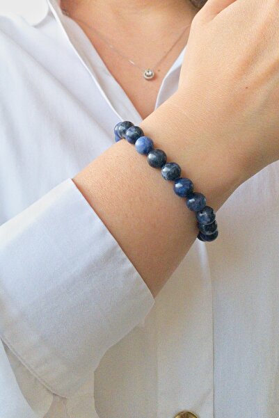 Lalibo Doğal Taş Bileklik Sodalit 5. Boğaz Ve 6. Alın Çakrası , Yay Burcu Mantık Taşı