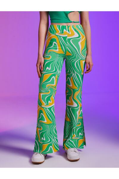 Koton Rozparkované kalhoty s vysokým pasem se vzorem