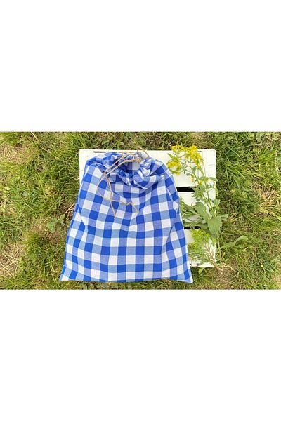 White Alamode Μεγάλη τσάντα δώρου με σχέδια Gingham Saks μπλε χρώματος