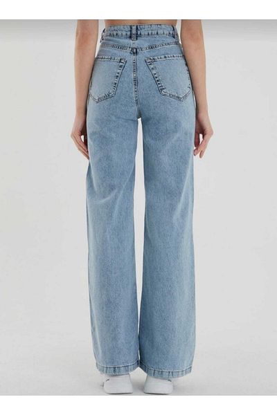 Livik Anii '90, cu spălare pe zăpadă, cu lycra albastru, blugi Palazzo cu talie super înaltă, pantaloni largi din denim cu picioare largi
