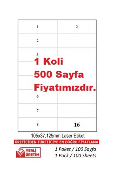 A1 Etiket A1label Tw-2105 Veličina 105 X 37,125 mm Laserska etiketa A4 16 eti...