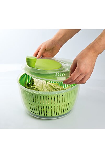 Melkan Home مجفف سلطة مجفف خضروات سعة 5 لتر مجفف سلطة كبير الحجم باللون الأخضر