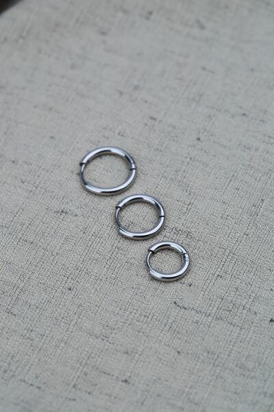 Vilma Aksesuar Cerrahi Çelik Halka Küpe 3 Adet Gümüş Renk