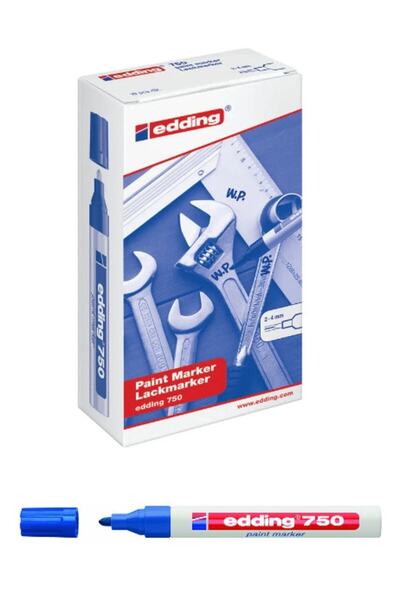 Edding Çok Amaçlı Boya Kalemi Metal Yüzeyler-750 Markör 2-4 Mm Mavi Renk-yuvarlak Uçlu (10lu Paket)