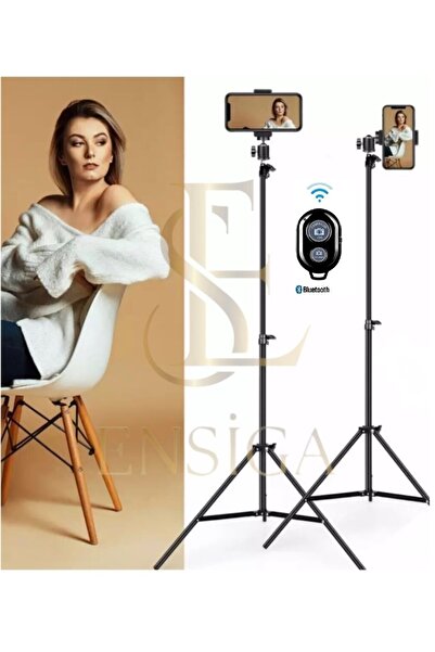 EN SİGA Kumandalı Tripod 2.1 Mt Telefon Ring Light Tutucu Lamba Işık Ayağı Metal Fotoğraf Stüdyo Lamba
