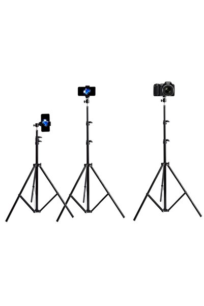 EN SİGA Kumandalı Tripod 2.1 Mt Telefon Ring Light Tutucu Lamba Işık Ayağı Metal Fotoğraf Stüdyo Lamba