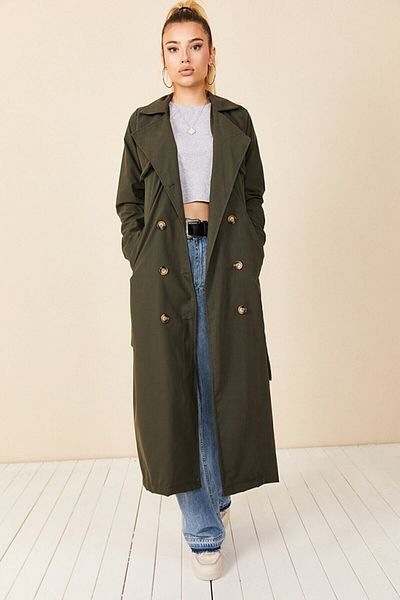 VOLT CLOTHİNG Mink Women's Trench Coat - Shawl Collar and Button Detail