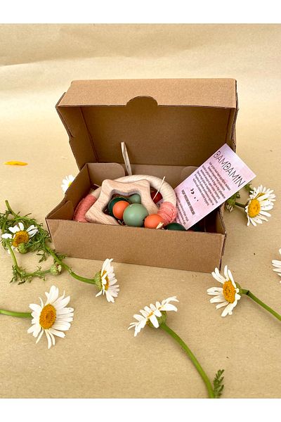 damdamin toys Wooden Teether with Cotton Thread & Half Braided & Colorful Beads
