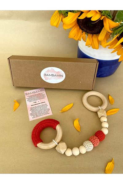 damdamin toys Cotton Threaded Half Braided Knitted & Wooden Beaded Teether