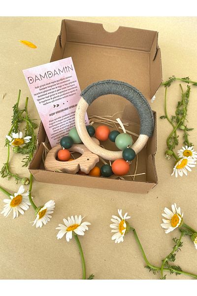 damdamin toys Cotton Threaded Half Braided & Colorful Beaded Wooden Teether