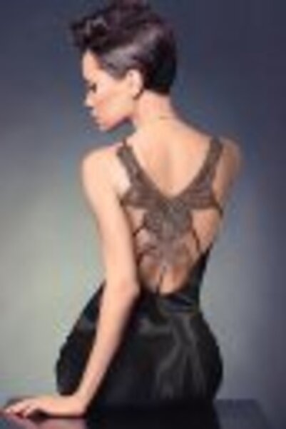 Miorre Bihter Sırt Dekolteli Güpürlü Saten Mini Gecelik