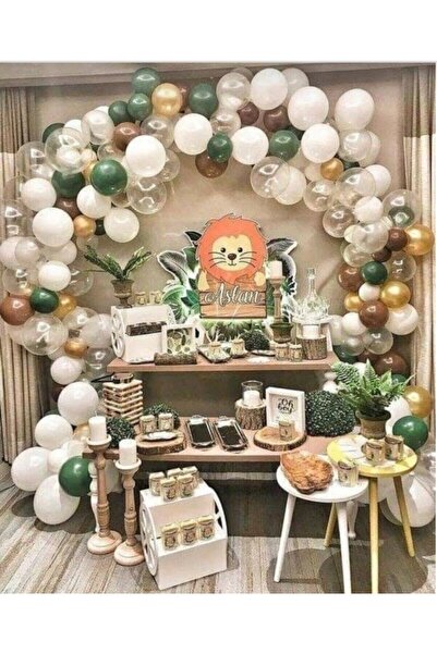 Parti dolabı Safari Konsept Balon Ve Balon Zinciri 100 Adet Metalik Balon