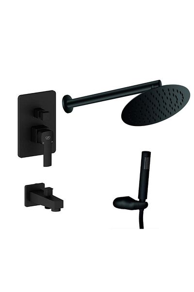 GPD Mta160-s Fully Built-in Shower Set Pedra Black Ads30-s from the Wall