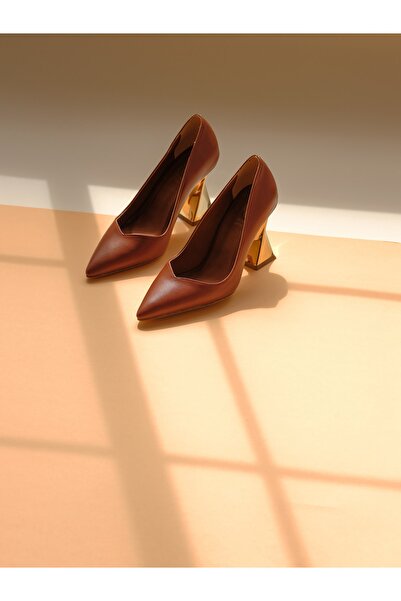 AYAKKABI PRENSİ Дамски обувки Empire Stiletto Taba Matte Stiletto, обувки с висок ток