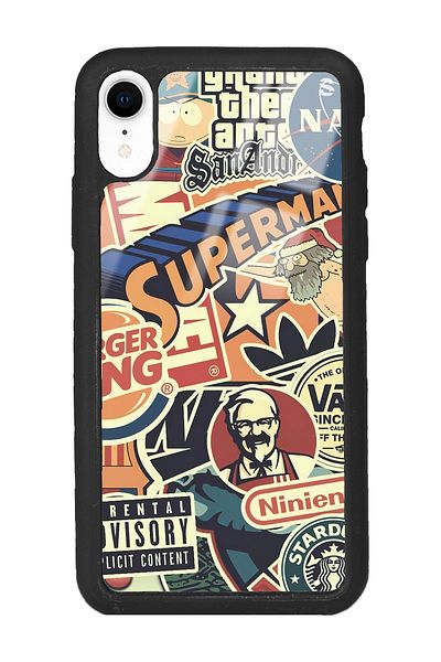 Spoyi حافظة هاتف لامعة بتصميم العلامة التجارية الرجعية لهاتف Iphone Xr
