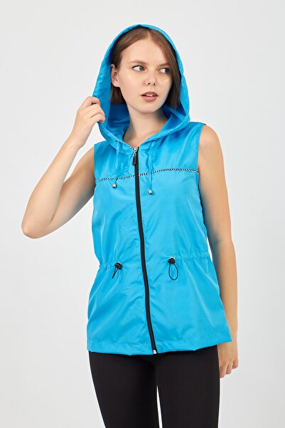 Moda Tuğram Синій мікротканинний жилет