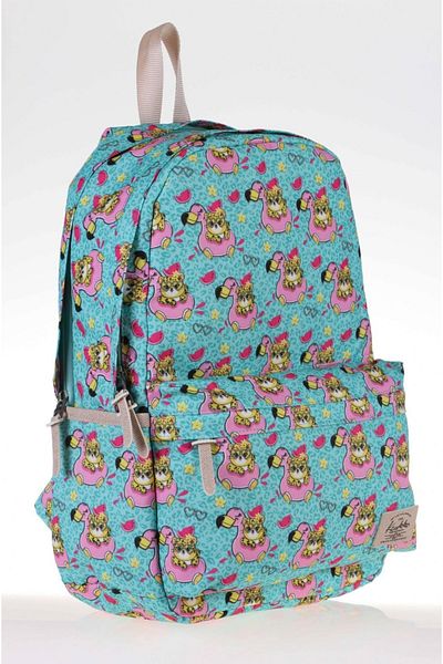 KAUKKO Rucsac pentru școala primară și gimnazială Nature Lion și Flamingo