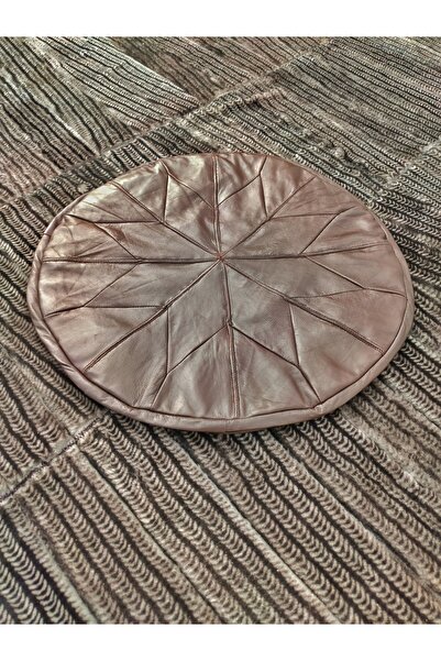 DERİHOME Koyu Kahve Hakiki Deri El Yapımı Puf - Minder