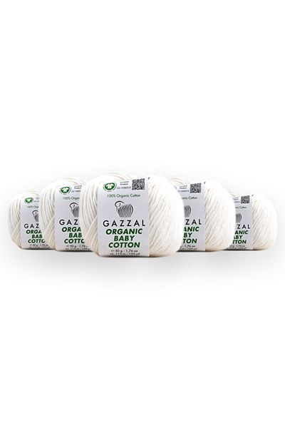 Gazzal Organic Baby Cotton 50 Gr Pack of 5 100% Organic Cotton Hand Knitting Yarn Taka Yarn (415 Obc)
