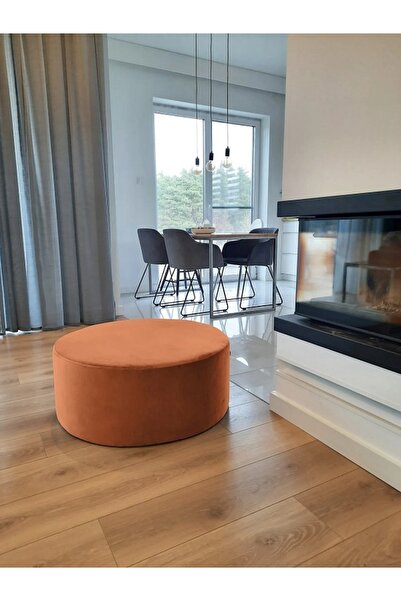 DeccoStil Yuvarlak Dikişli Puf / Orta Sehpa 76 Cm / Yükseklik 30 Cm