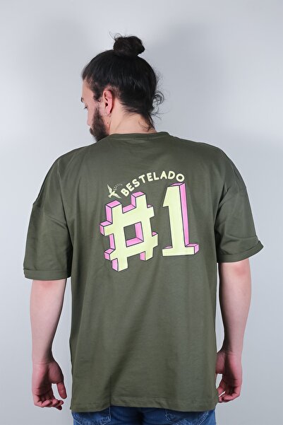 Erkek Yeşil Oversize Number One Baskılı Fcl T-shirt