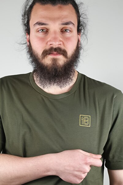 Erkek Yeşil Regular Gold Logo Baskılı Fcl T-shirt