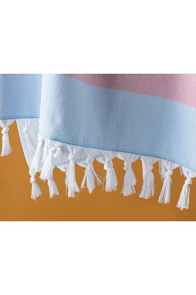 English Home Prosop de plajă din bumbac cu dungi îndrăznețe 75x150 cm albastru - roz